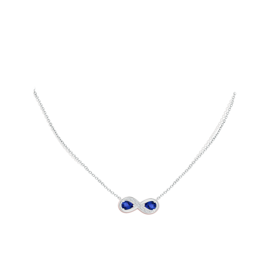 6x4mm AAA Pear Tanzanite Two Stone Infinity Pendant in White Gold body-neck