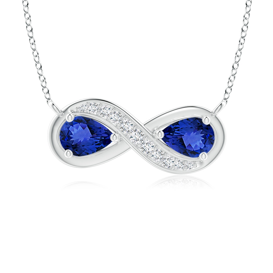7x5mm AAA Pear Tanzanite Two Stone Infinity Pendant in White Gold 