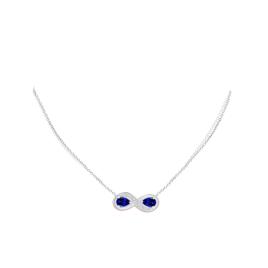 7x5mm AAAA Pear Tanzanite Two Stone Infinity Pendant in P950 Platinum body-neck
