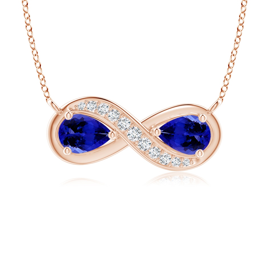 7x5mm AAAA Pear Tanzanite Two Stone Infinity Pendant in Rose Gold 