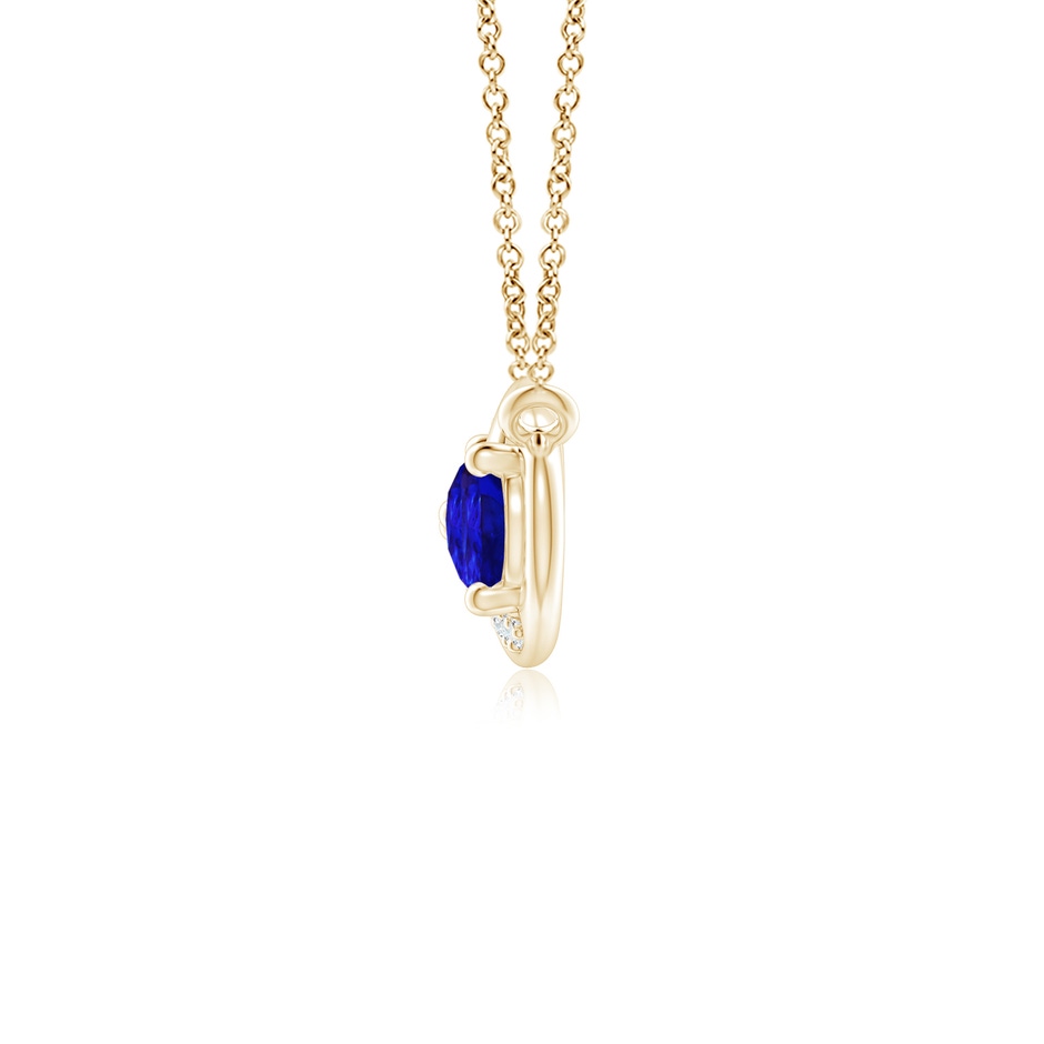 7x5mm AAAA Pear Tanzanite Two Stone Infinity Pendant in Yellow Gold side 1