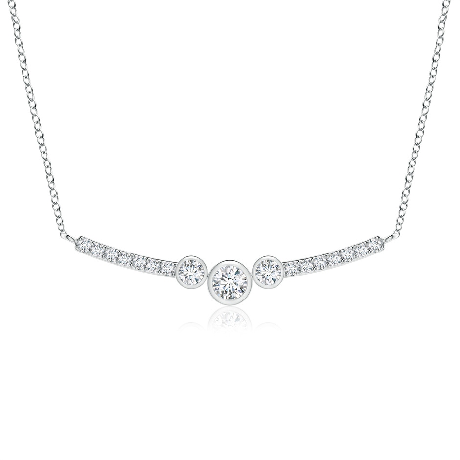 2.9mm GVS2 Three Stone Bezel-Set Diamond Curved Bar Pendant in White Gold 