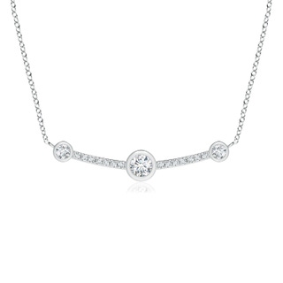 3.4mm GVS2 Three Stone Spaced Out Bezel-Set Diamond Curved Bar Pendant in P950 Platinum