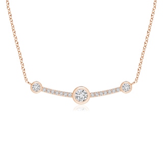 3.4mm HSI2 Three Stone Spaced Out Bezel-Set Diamond Curved Bar Pendant in Rose Gold