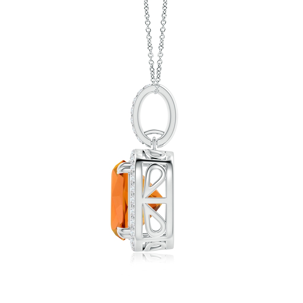 10mm AAAA Cushion Citrine Pendant with Diamond Halo in P950 Platinum - side_1