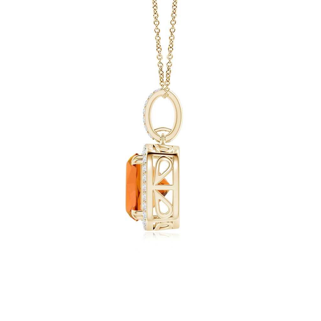 8mm AAAA Cushion Citrine Pendant with Diamond Halo in Yellow Gold - side_1