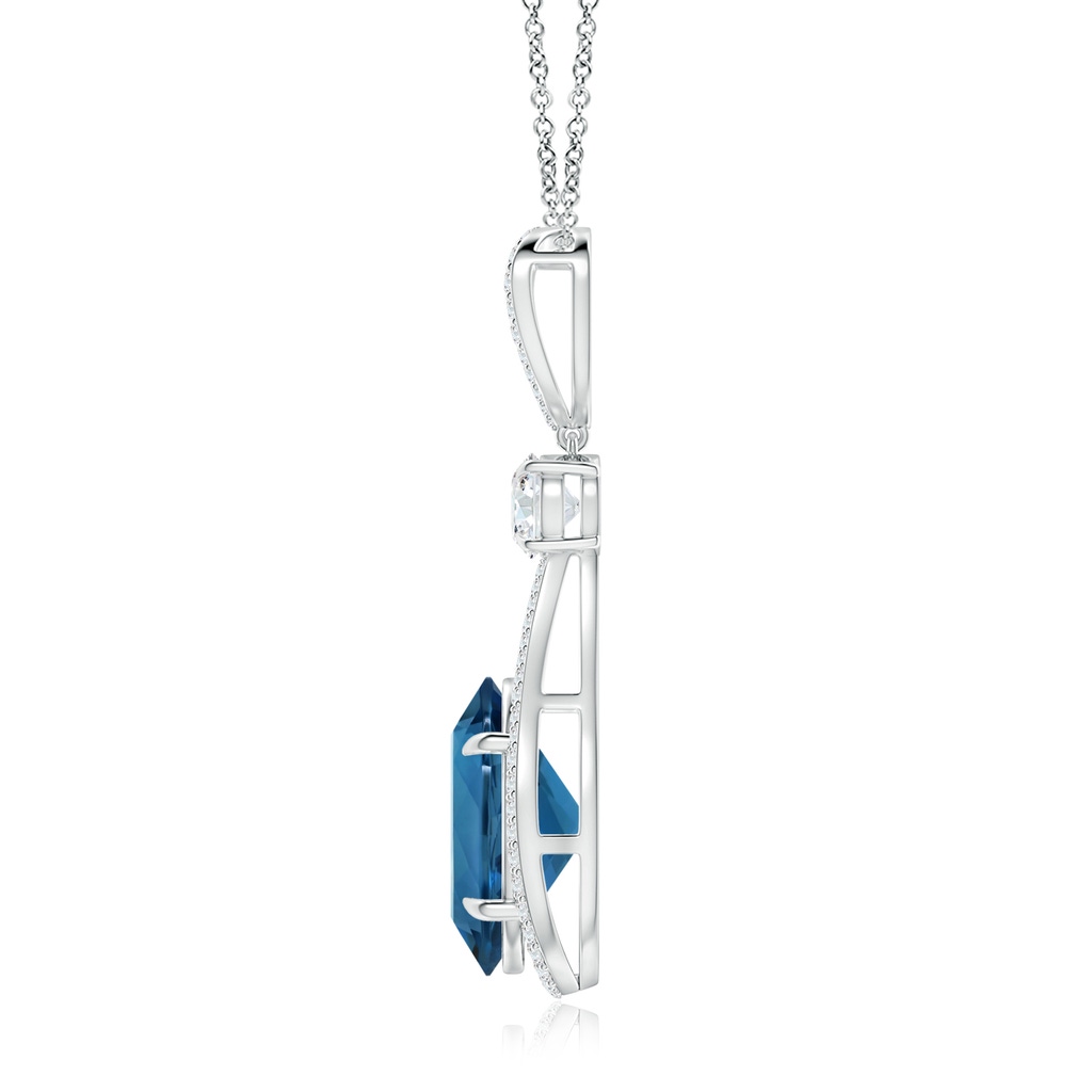 14.10x10.00x6.82mm AAAA GIA Certified Oval London Blue Topaz Drop Shaped Halo Pendant in White Gold - side 199