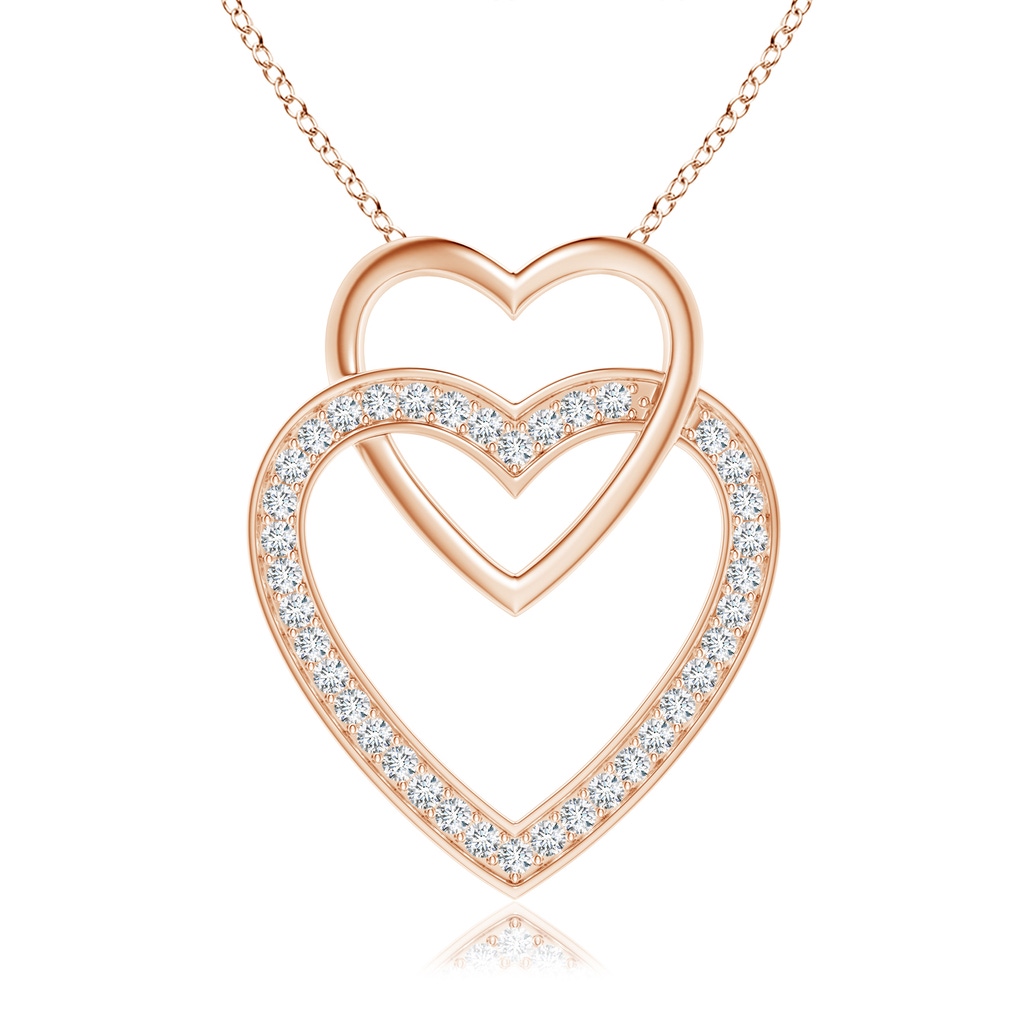 1mm GVS2 Diamond Entwined Heart Pendant in Rose Gold