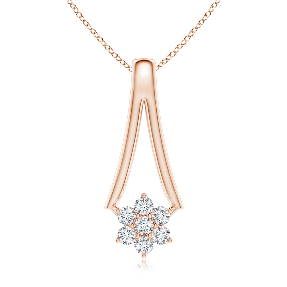 1.6mm GVS2 Diamond Floral Clustre Inverted V Bale Pendant in Rose Gold 