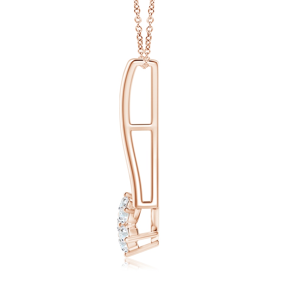 1.6mm GVS2 Diamond Floral Clustre Inverted V Bale Pendant in Rose Gold side-1