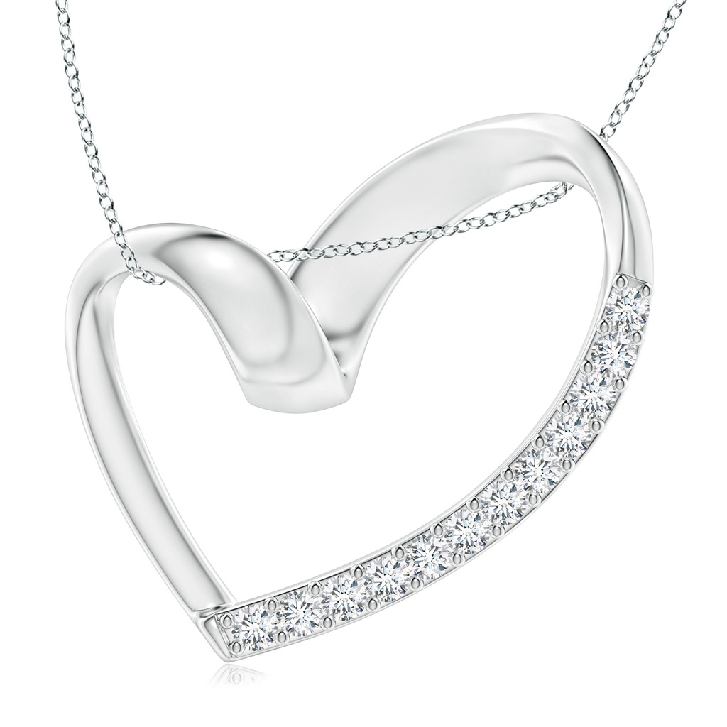 1.5mm GVS2 Ribbon Twist Open Heart Diamond Pendant in White Gold