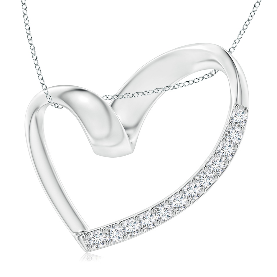 1.5mm GVS2 Ribbon Twist Open Heart Diamond Pendant in White Gold 