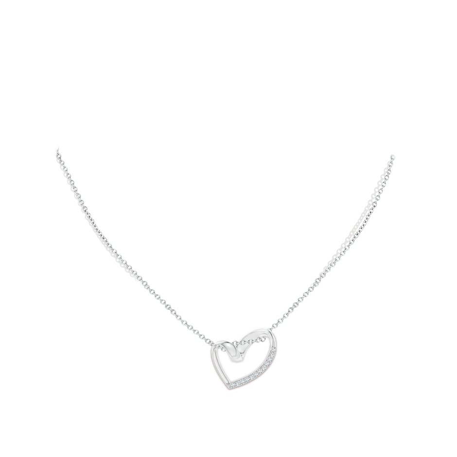 1.5mm GVS2 Ribbon Twist Open Heart Diamond Pendant in White Gold body-neck