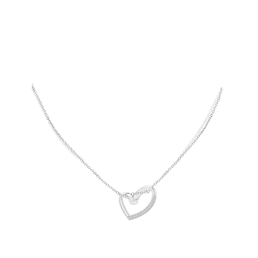 1.5mm HSI2 Ribbon Twist Open Heart Diamond Pendant in White Gold Body-Neck