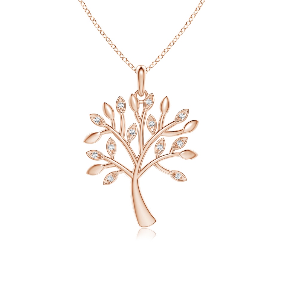 1mm GVS2 Tree of Life Diamond Pendant in Rose Gold 