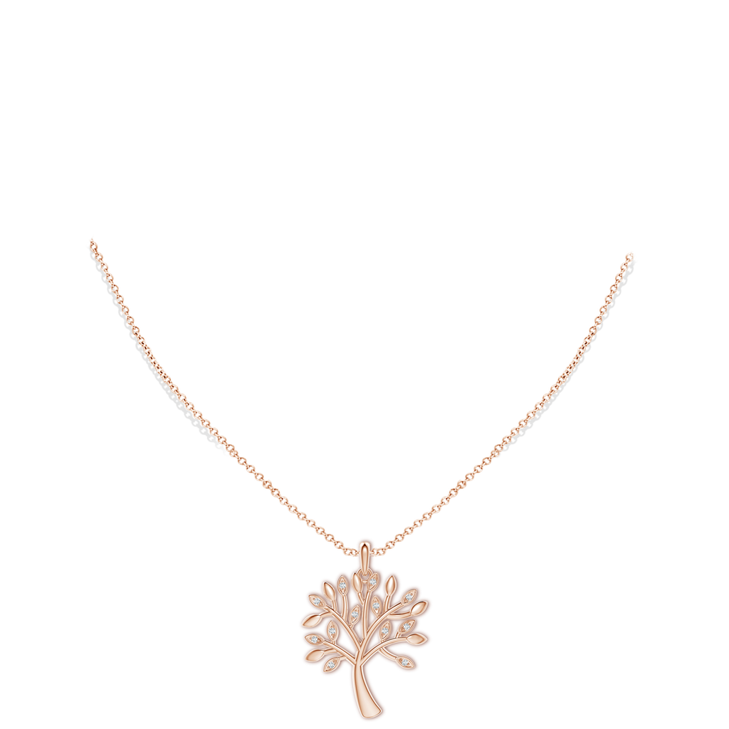 1mm GVS2 Tree of Life Diamond Pendant in Rose Gold Body-Neck