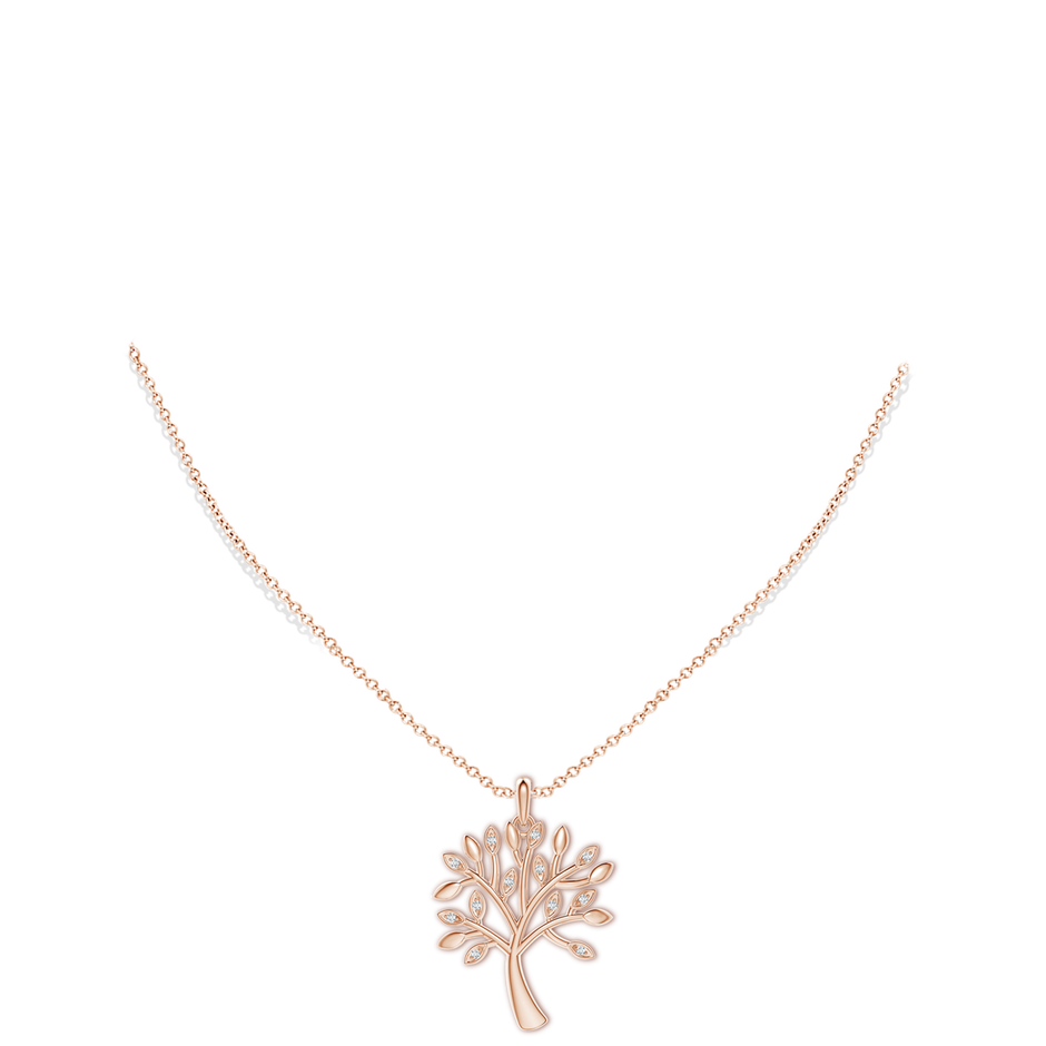 1mm GVS2 Tree of Life Diamond Pendant in Rose Gold body-neck