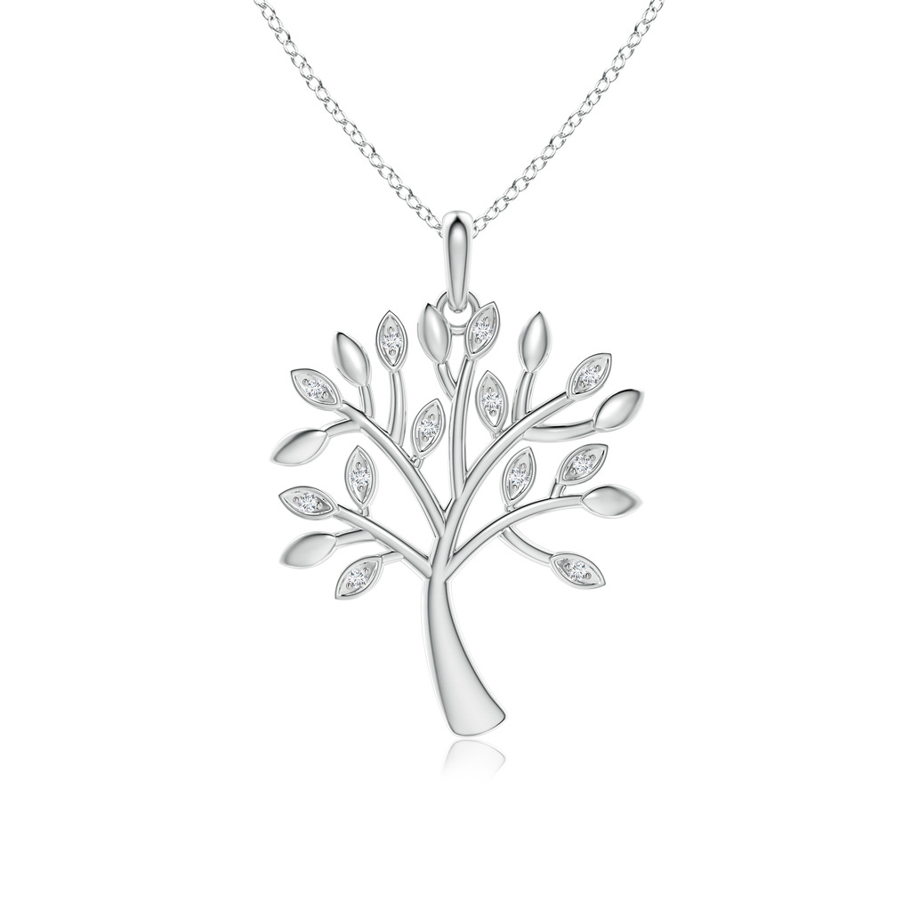 1mm GVS2 Tree of Life Diamond Pendant in White Gold
