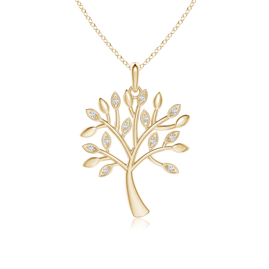 1mm GVS2 Tree of Life Diamond Pendant in Yellow Gold 