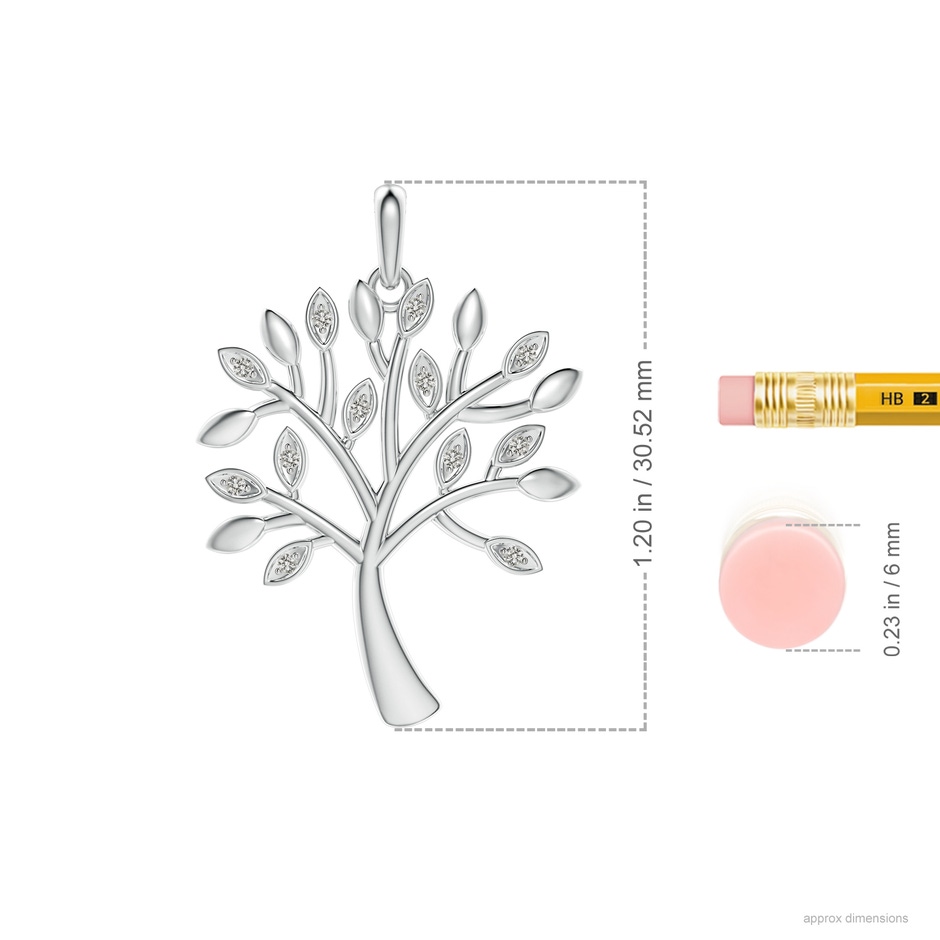 1mm KI3 Tree of Life Diamond Pendant in S999 Silver ruler