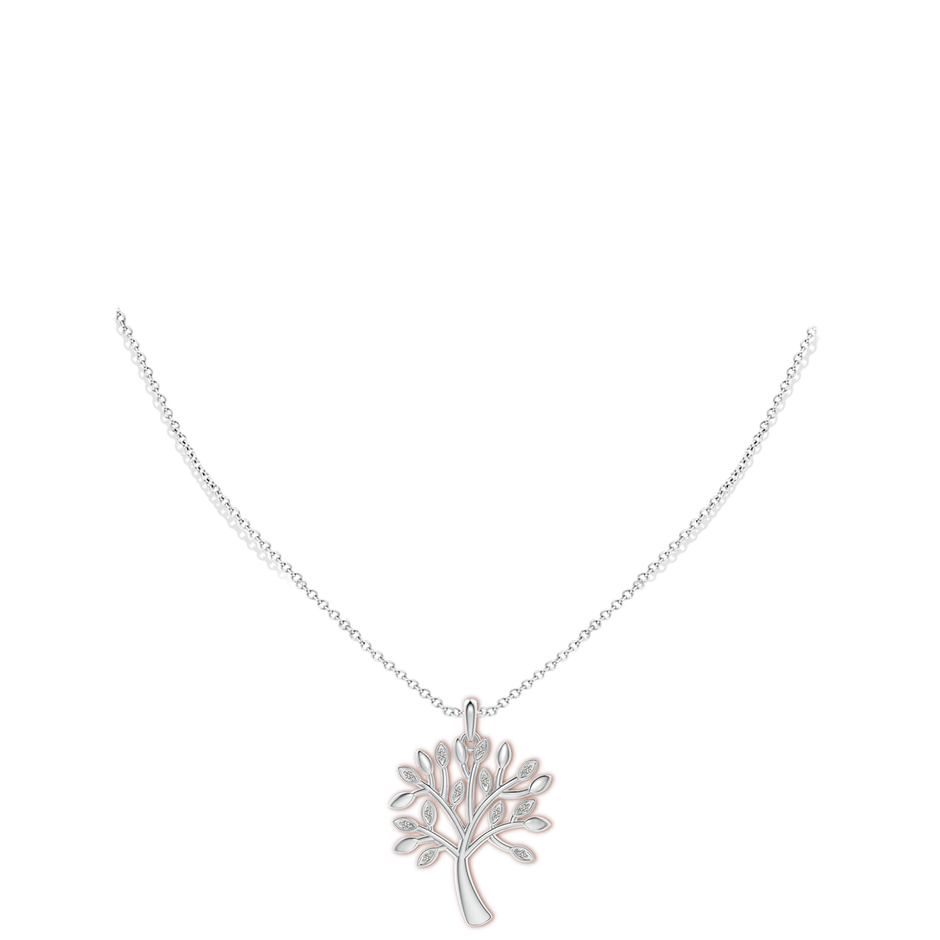 1mm KI3 Tree of Life Diamond Pendant in S999 Silver body-neck