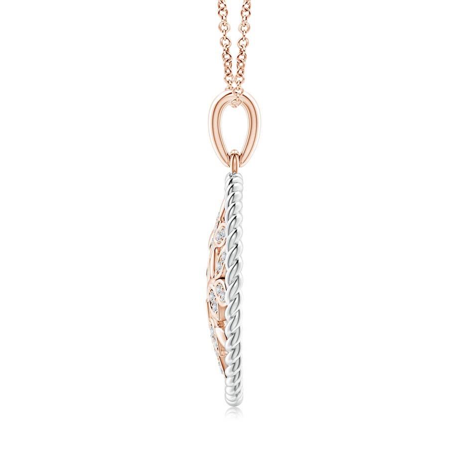 1.3mm HSI2 Two Tone Effect Tree of Life Diamond Pendant with Twisted Rope Halo in Rose Gold side-1