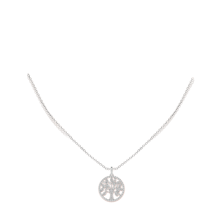 1.3mm IJI1I2 Two Tone Effect Tree of Life Diamond Pendant with Twisted Rope Halo in White Gold pen