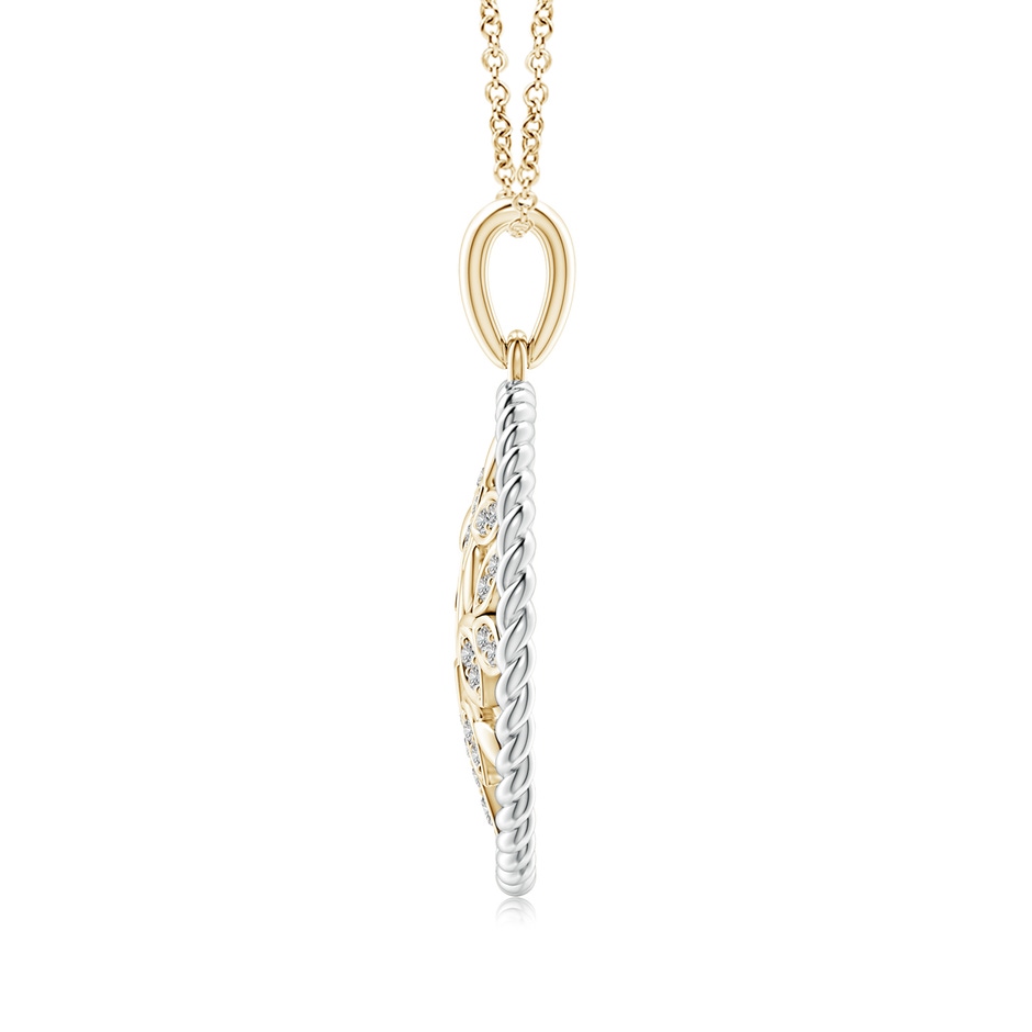 1.3mm IJI1I2 Two Tone Effect Tree of Life Diamond Pendant with Twisted Rope Halo in Yellow Gold side 199