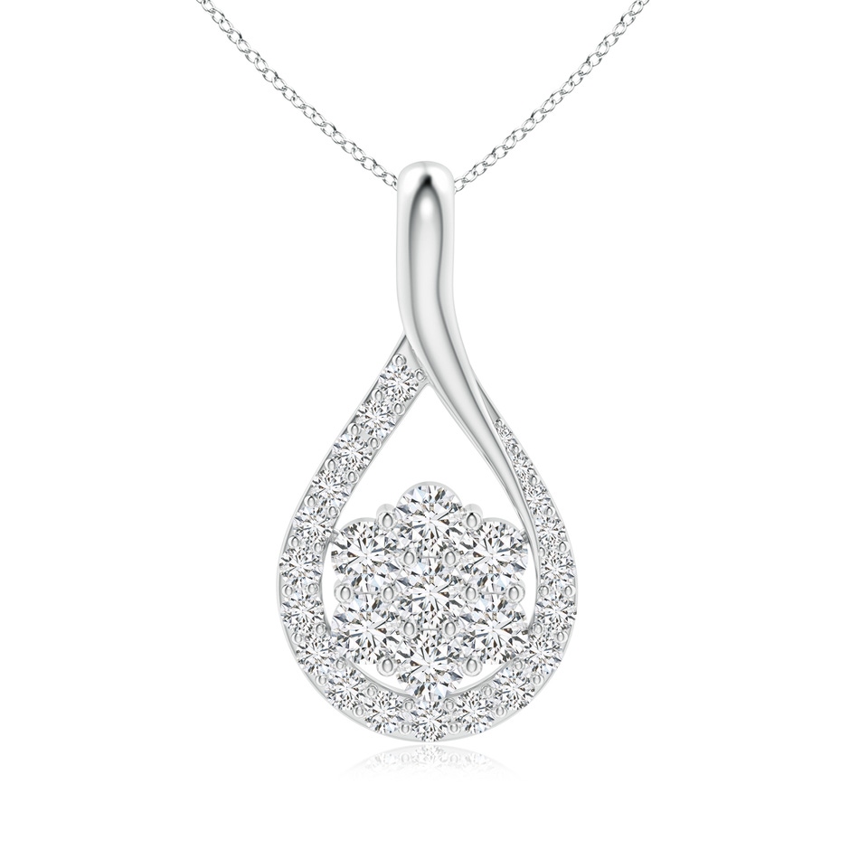 2mm HSI2 Diamond Clustre Teardrop Pendant in White Gold 