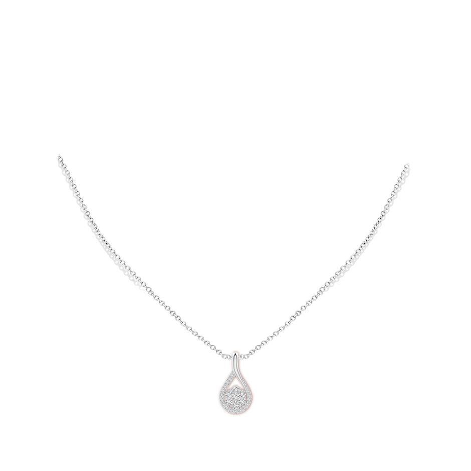 2mm HSI2 Diamond Clustre Teardrop Pendant in White Gold body-neck