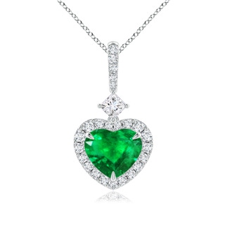 7.96x8.15x4.14mm AAA GIA Certified Heart-Shaped Emerald Halo Pendant with Princess Diamond in P950 Platinum