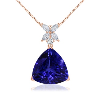 13.02x13.28x7.53mm AAAA GIA Certified Triangular Tanzanite Pendant with Floral Bale in 10K Rose Gold