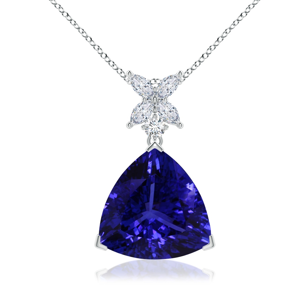 13.02x13.28x7.53mm AAAA GIA Certified Triangular Tanzanite Pendant with Floral Bale in White Gold