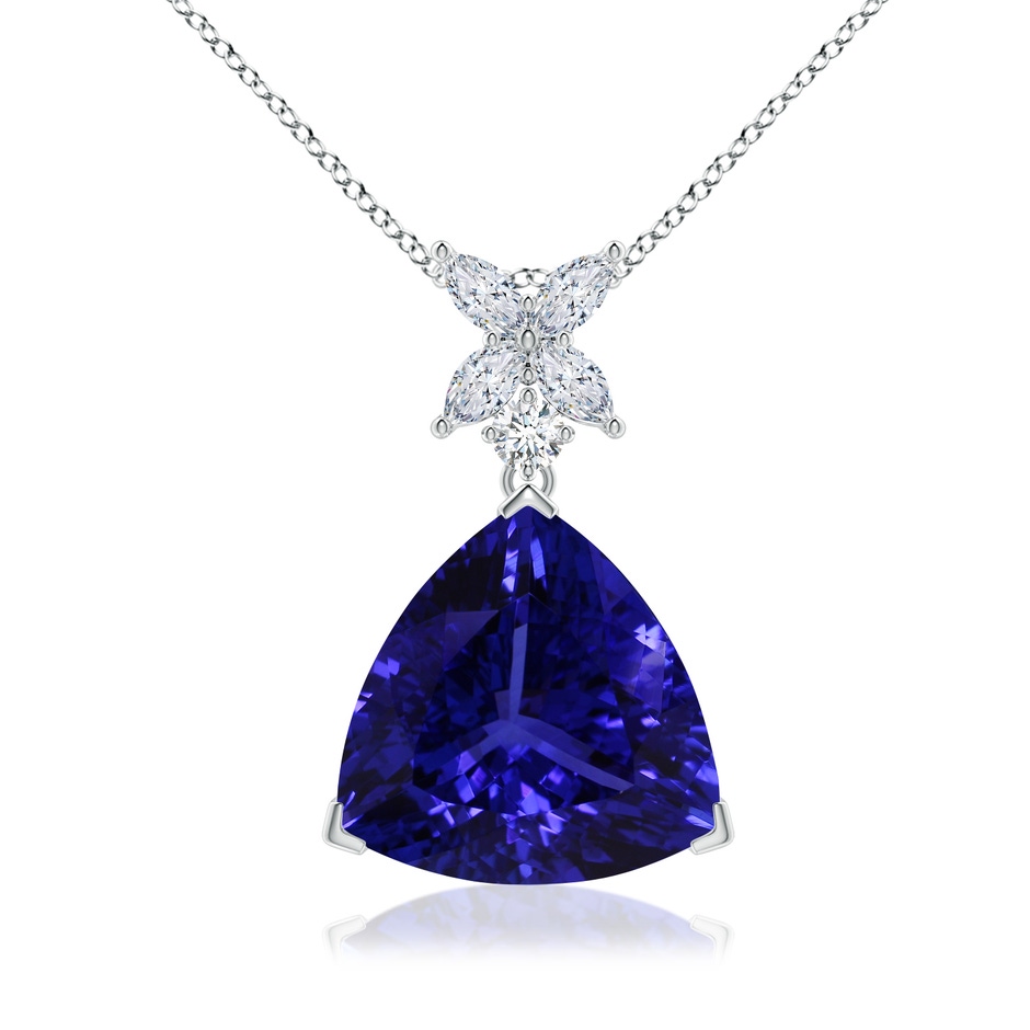 13.02x13.28x7.53mm AAAA GIA Certified Triangular Tanzanite Pendant with Floral Bale in White Gold 