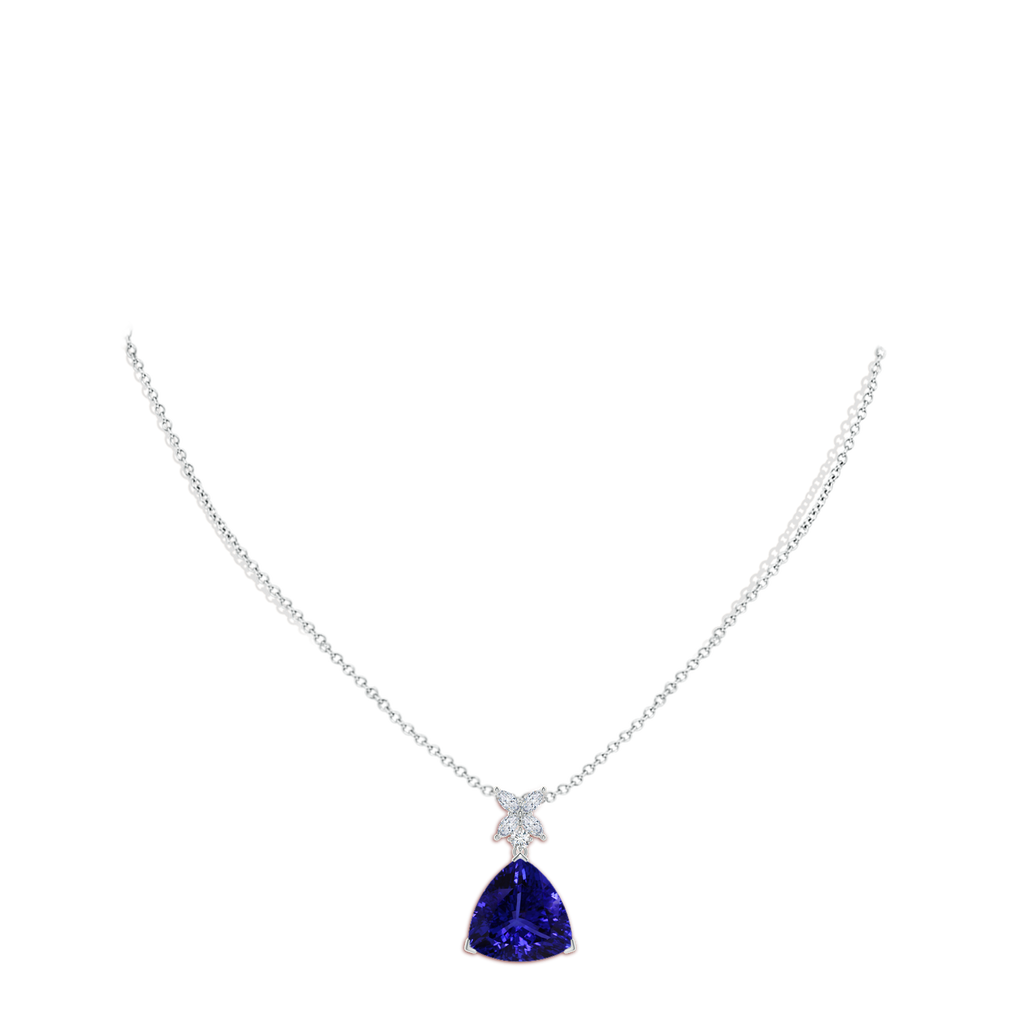 13.02x13.28x7.53mm AAAA GIA Certified Triangular Tanzanite Pendant with Floral Bale in White Gold pen