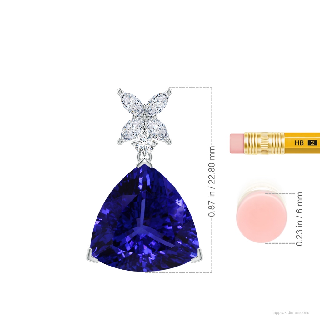 13.02x13.28x7.53mm AAAA GIA Certified Triangular Tanzanite Pendant with Floral Bale in White Gold ruler