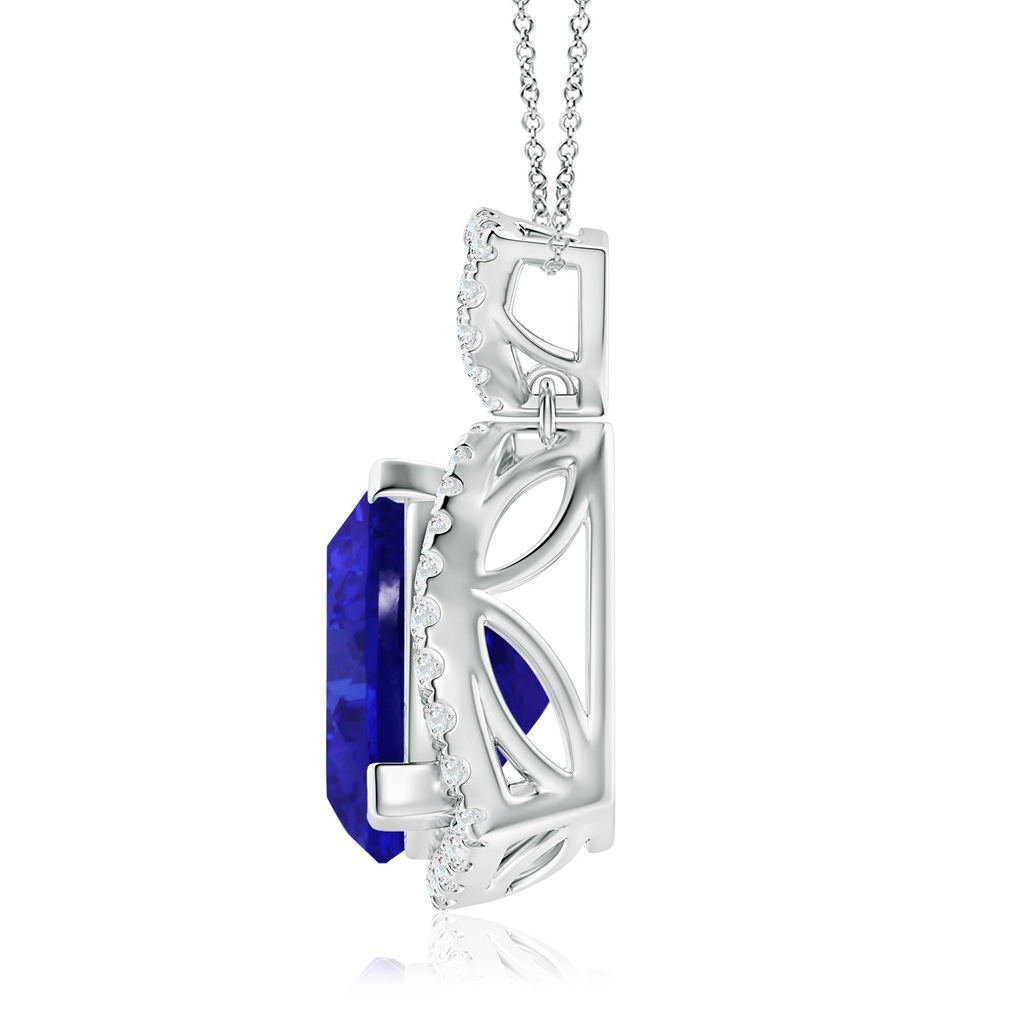 13.02x13.28x7.53mm AAAA Trillion GIA Certified Tanzanite Pendant with Diamond Halo in White Gold Side 199