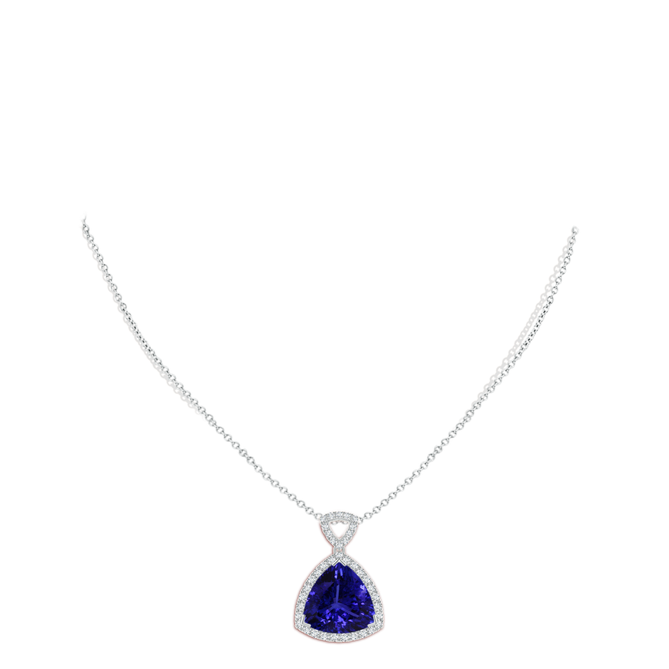 13.02x13.28x7.53mm AAAA Trillion GIA Certified Tanzanite Pendant with Diamond Halo in White Gold pen