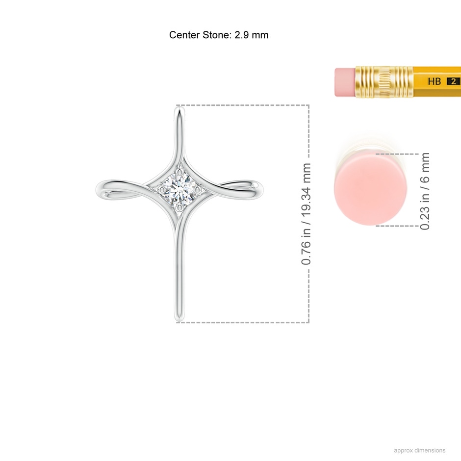 2.9mm GVS2 Prong-Set Diamond Infinity Cross Pendant in P950 Platinum ruler