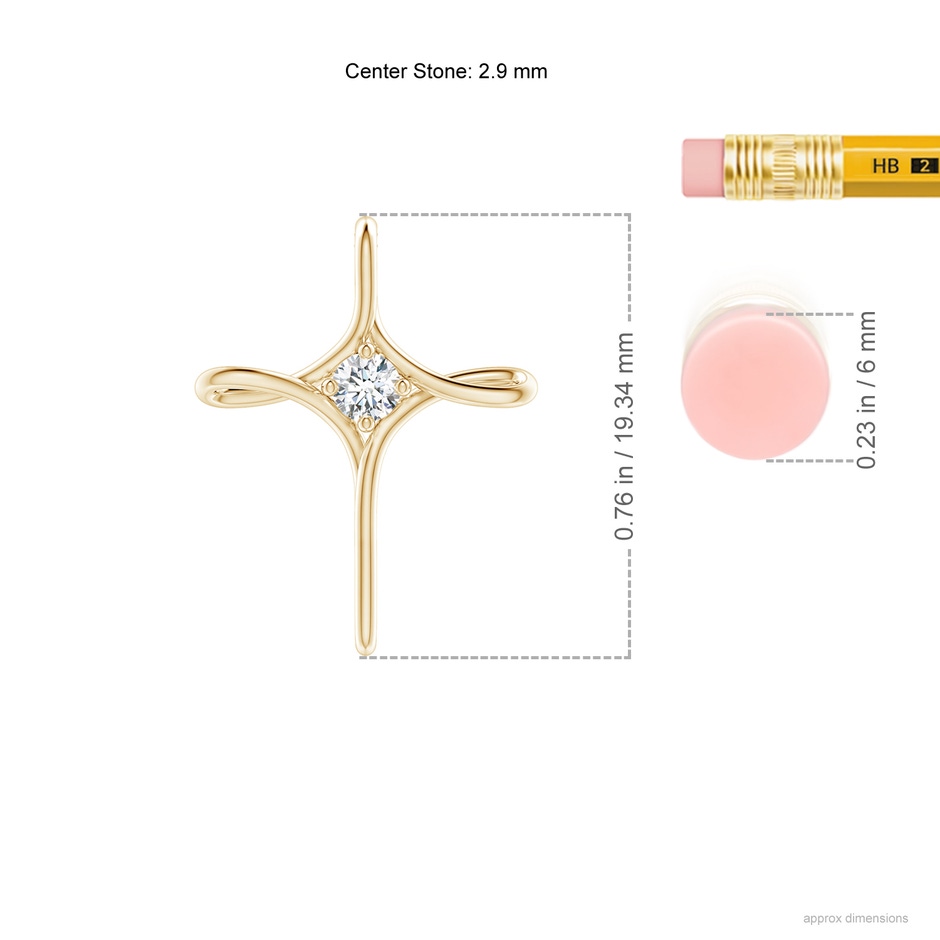 2.9mm GVS2 Prong-Set Diamond Infinity Cross Pendant in Yellow Gold ruler