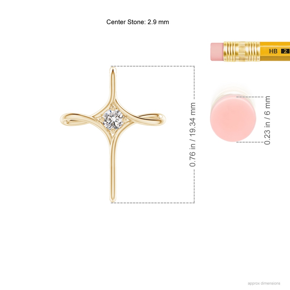 2.9mm IJI1I2 Prong-Set Diamond Infinity Cross Pendant in Yellow Gold ruler
