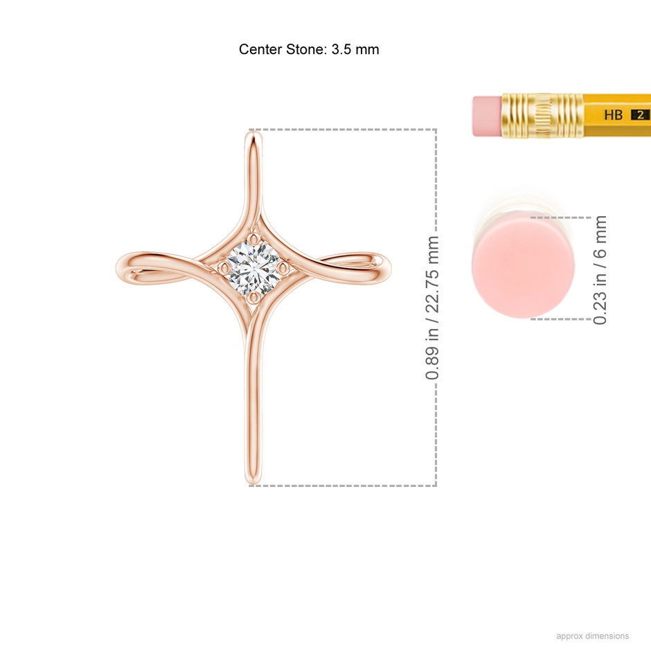 3.5mm HSI2 Prong-Set Diamond Infinity Cross Pendant in Rose Gold ruler