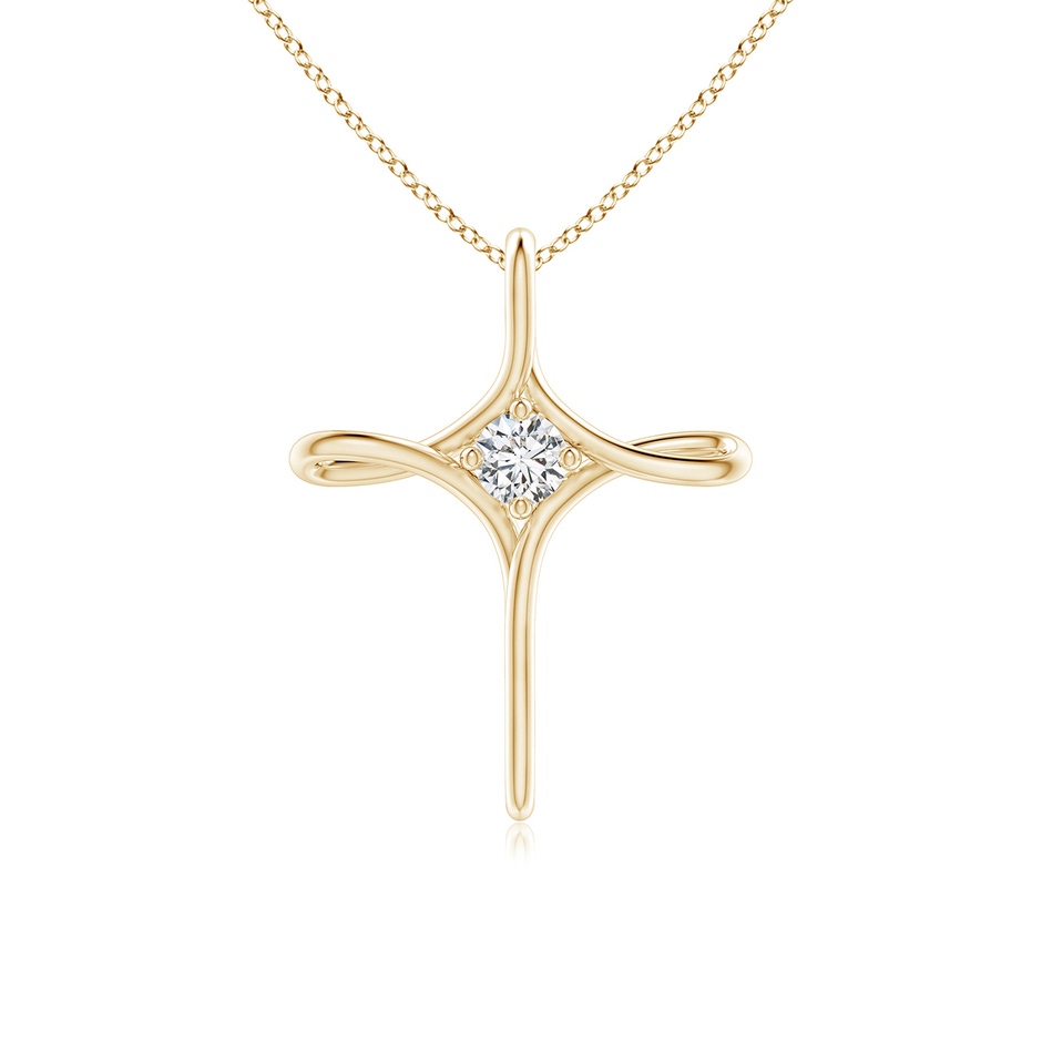 3.5mm HSI2 Prong-Set Diamond Infinity Cross Pendant in Yellow Gold 