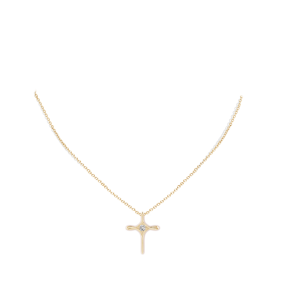 3.5mm IJI1I2 Prong-Set Diamond Infinity Cross Pendant in Yellow Gold body-neck