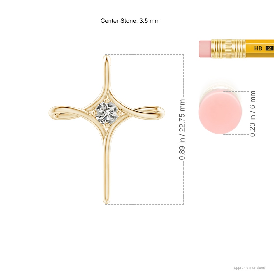 3.5mm KI3 Prong-Set Diamond Infinity Cross Pendant in Yellow Gold ruler