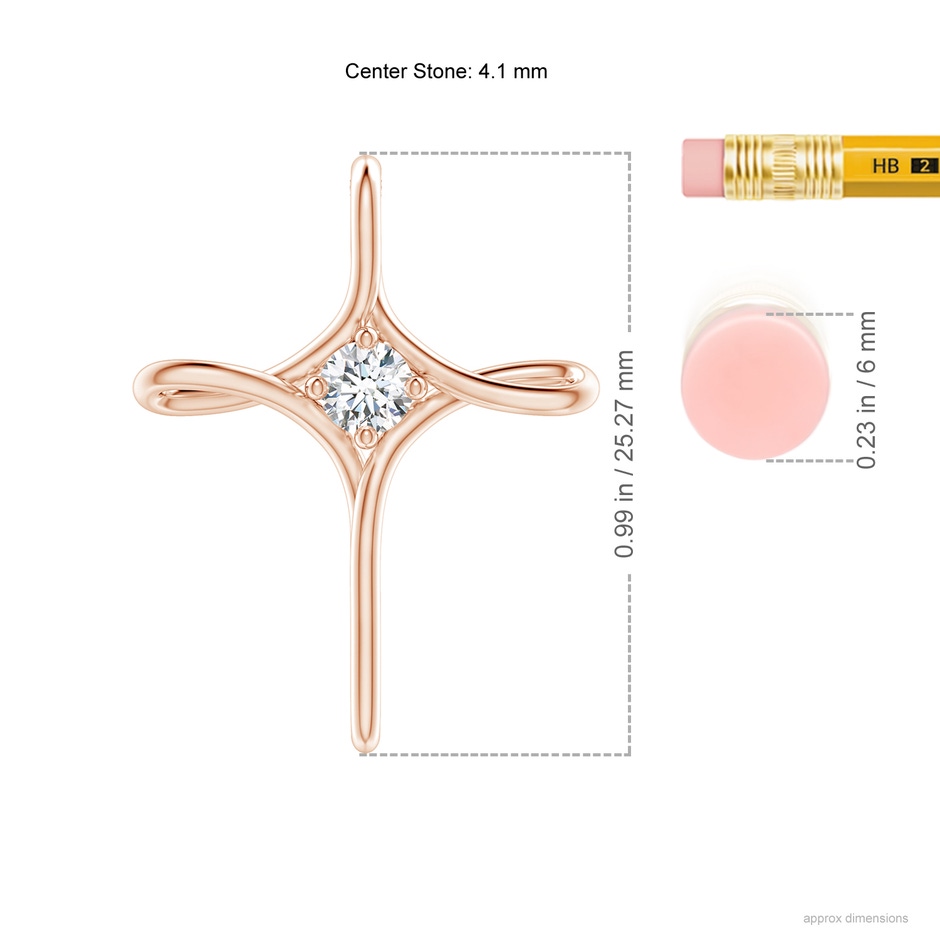 4.1mm GVS2 Prong-Set Diamond Infinity Cross Pendant in Rose Gold ruler