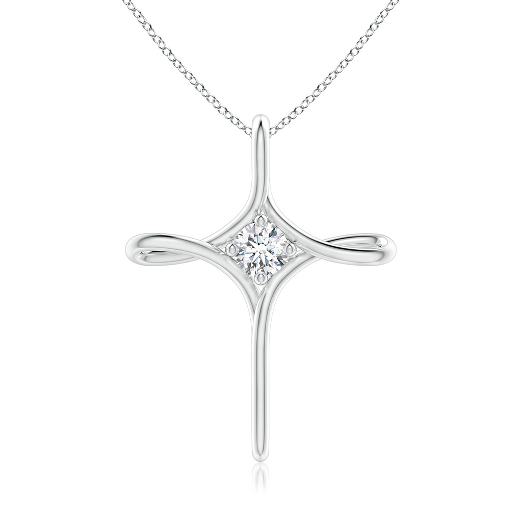 4.1mm GVS2 Prong-Set Diamond Infinity Cross Pendant in White Gold