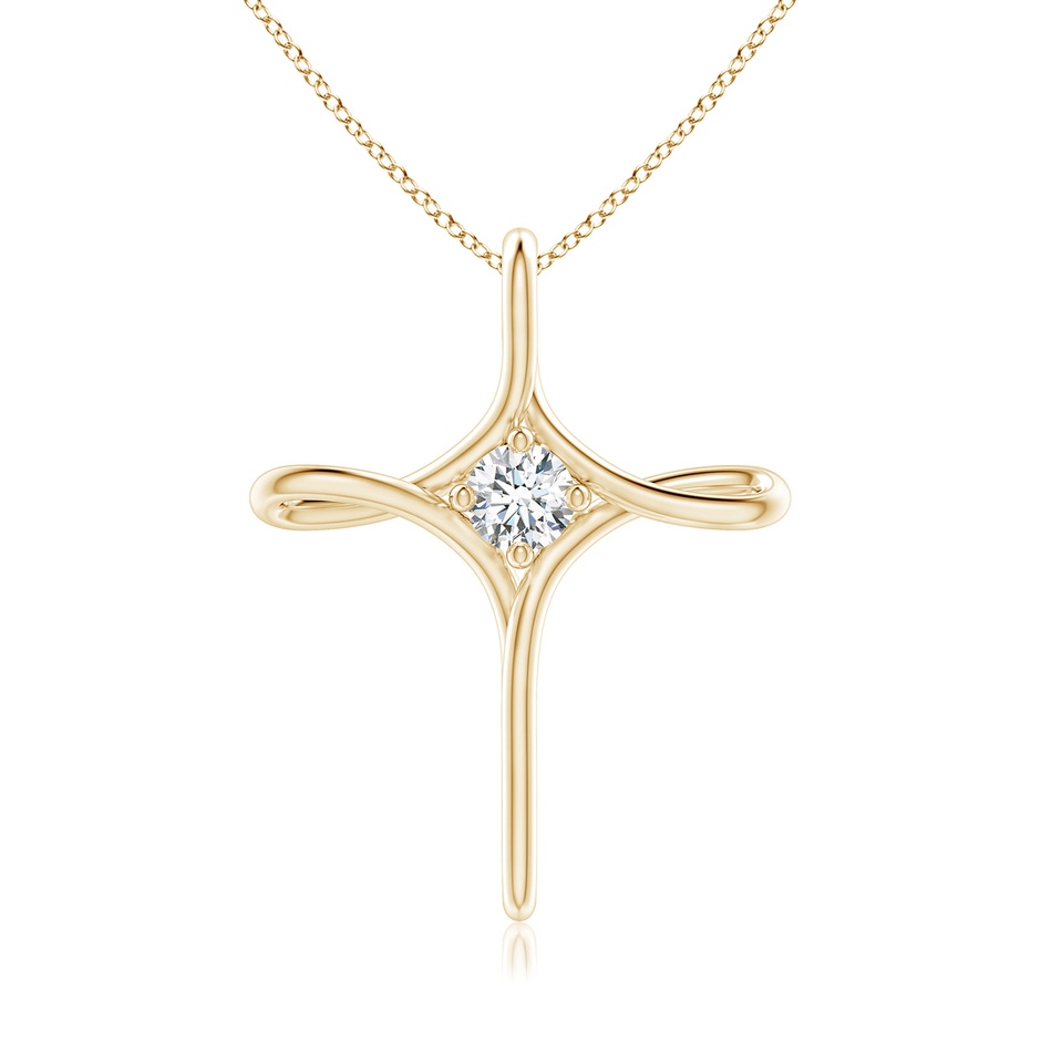 4.1mm GVS2 Prong-Set Diamond Infinity Cross Pendant in Yellow Gold 