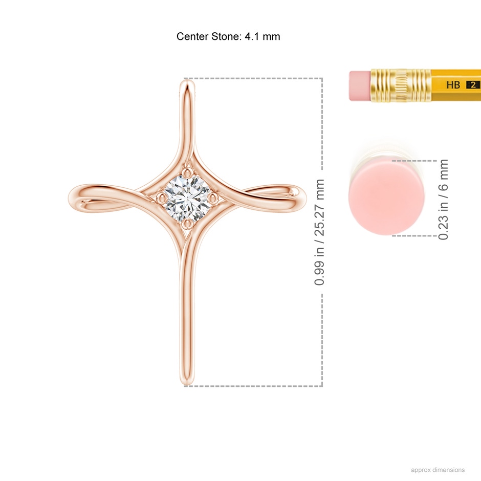 4.1mm HSI2 Prong-Set Diamond Infinity Cross Pendant in Rose Gold ruler