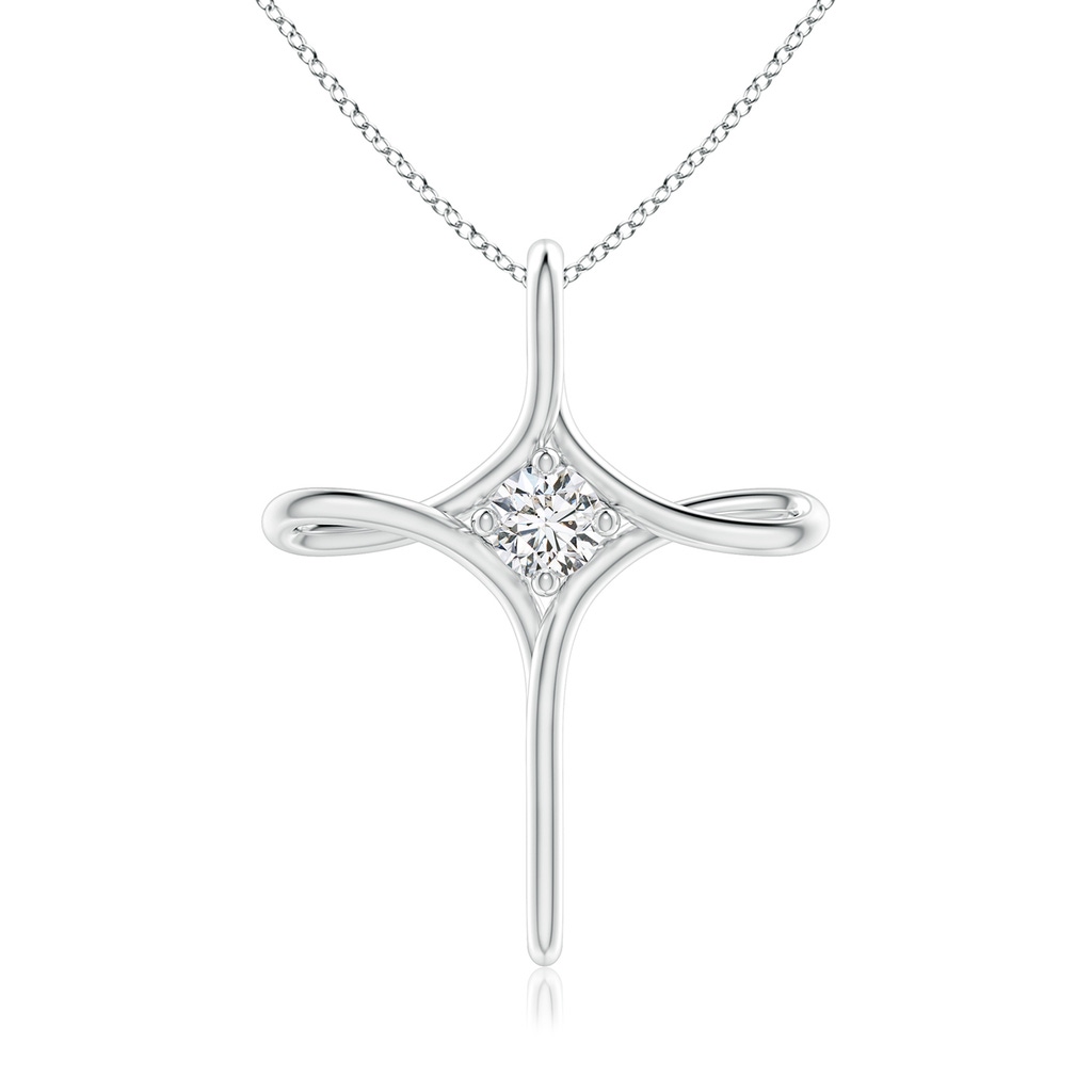 4.1mm HSI2 Prong-Set Diamond Infinity Cross Pendant in White Gold